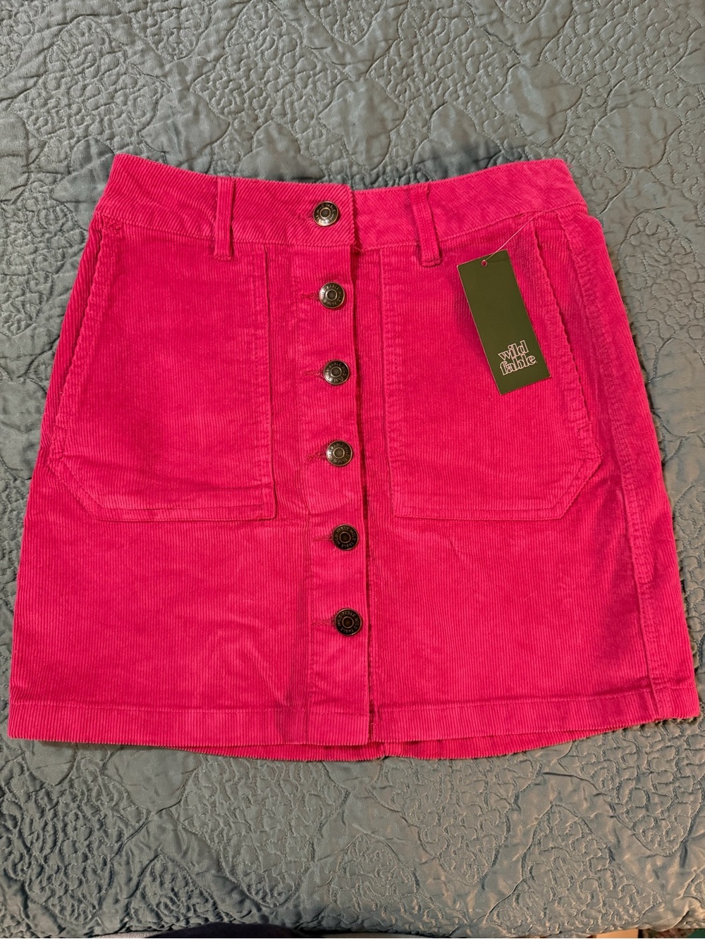 Target Pink Corduroy Button-Front Mini Skirt